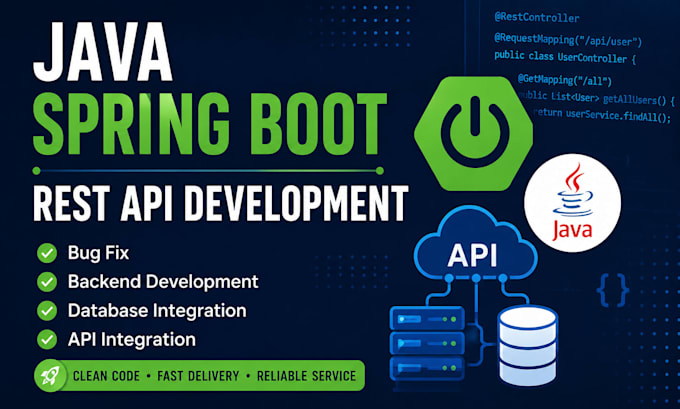 develop java spring boot backend rest apis and fix bugs