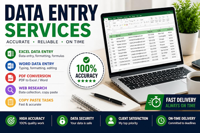 do accurate data entry, copy paste, excel, word, and web research