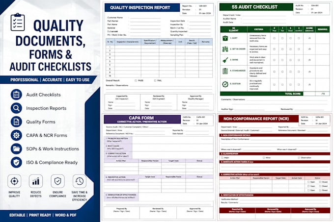 create quality documents forms and audit checklists