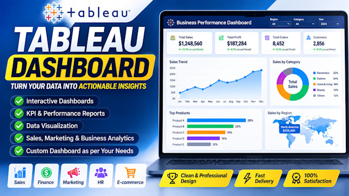 create professional tableau dashboards and KPI reports
