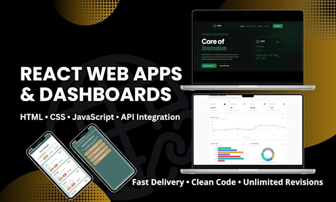 build a modern react web app or dashboard for your business