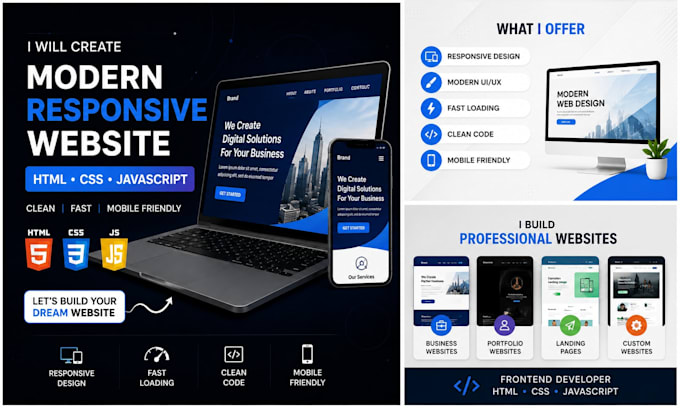 create a responsive website using HTML CSS javascript