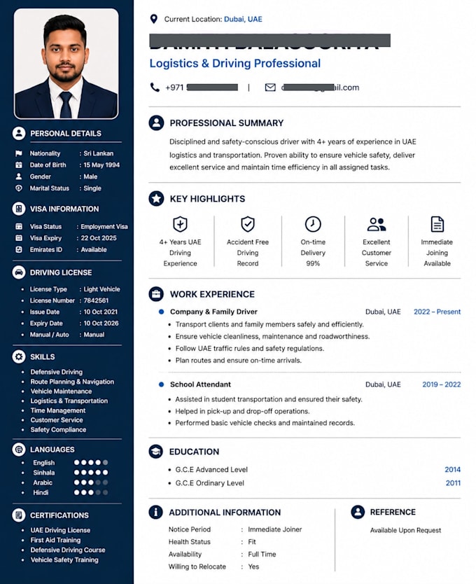 write a professional CV and resume for gulf jobs