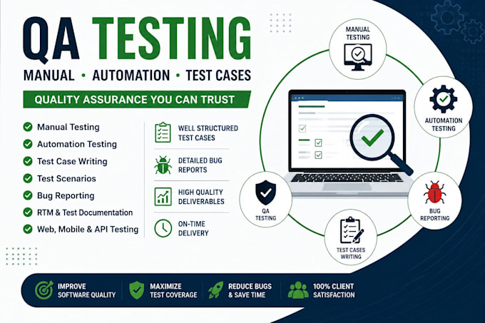 do manual, automate QA testing and bug reporting