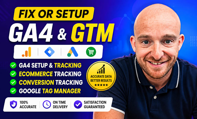 fix or setup google analytics4, ga4 ecommerce tracking, conversion tracking GTM
