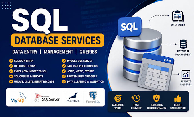 do sql data entry, database management, mysql, and data import