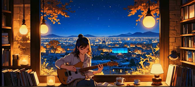 make a lofi loop animation, image animation, animated video visualizer