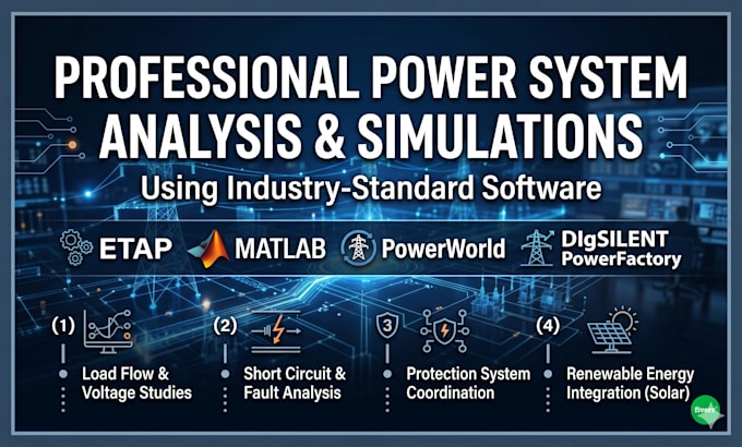 work with matlab etap powerworld digsilent psse or pscad for power system