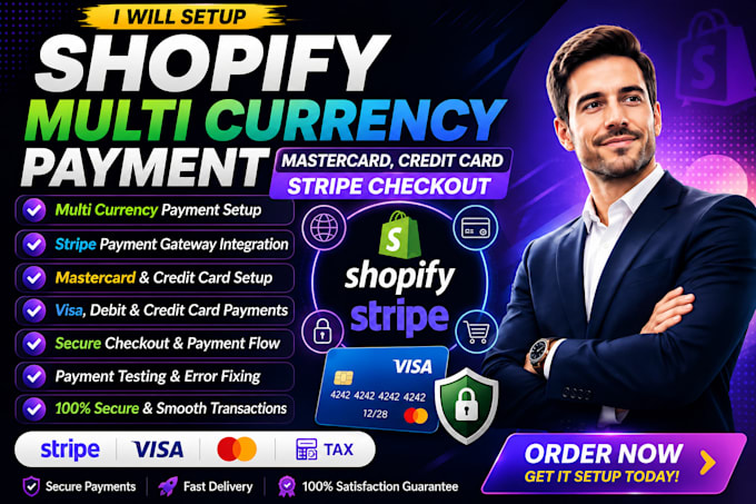 setup shopify multi currency payment mastercard credit card strip checkout