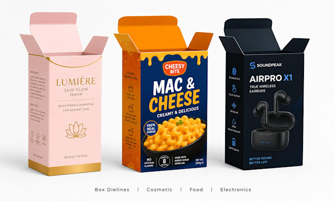 design professional product packaging, custom dieline and product box design