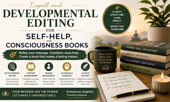 expert and developmental editing for selfhelp,  and consciousness book