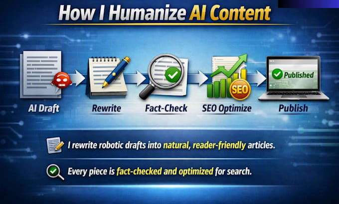 humanize ai content, do deep fact checking,  proofread and edit
