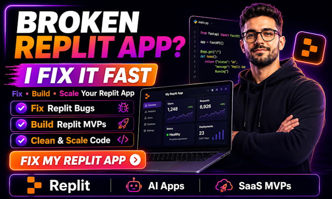 fix your replit app, lovable ai or vibe coding errors, supabase base44 web app