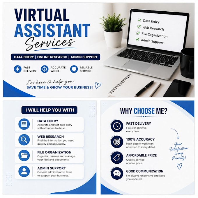 be your virtual assistant for data entry and online tasks