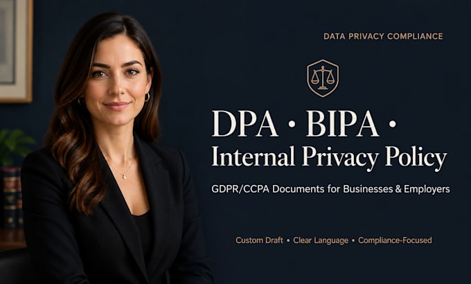 draft a dpa, bipa policy, or internal data privacy policy