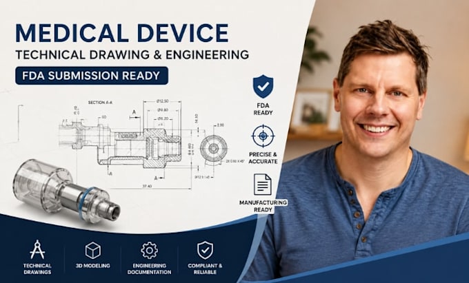 medical device technical drawing, fda submission engineering drawing, medical ca