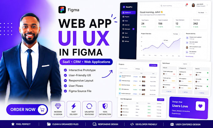 design modern web app UI UX in figma with prototype