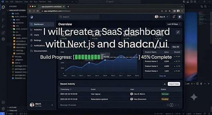 create a saas dashboard with nextjs and shadcn UI