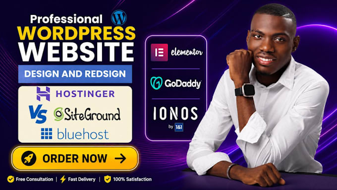 design wordpress website bluehost website hostinger website siteground website