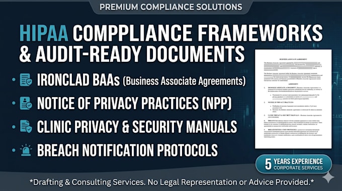 draft hipaa compliance documents privacy policy and baa for clinics