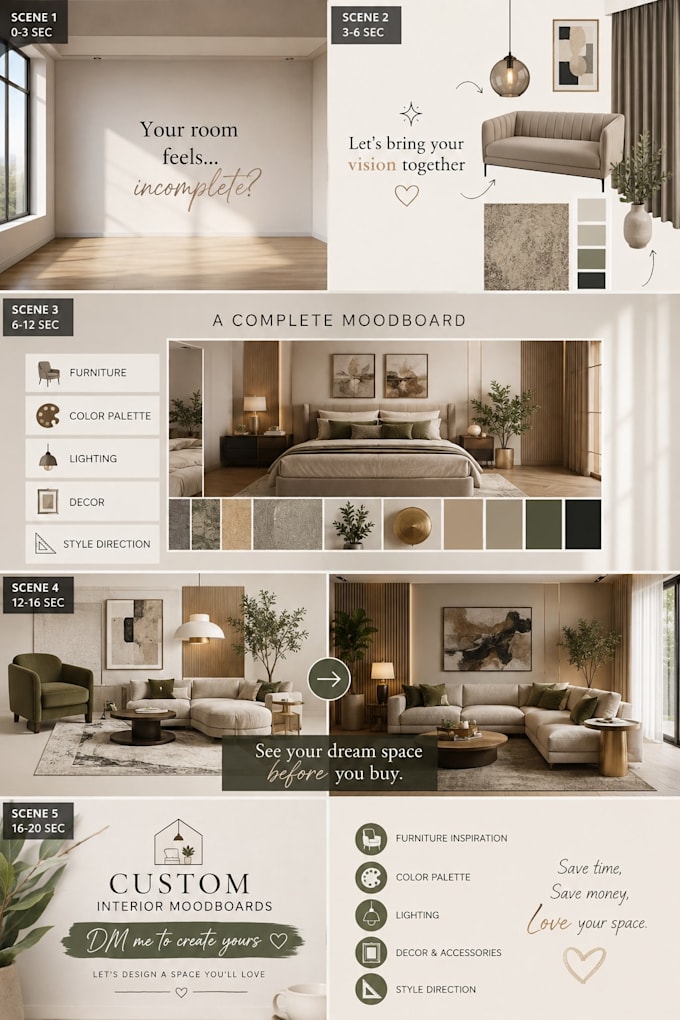 create stunning interior design moodboard with shopping list