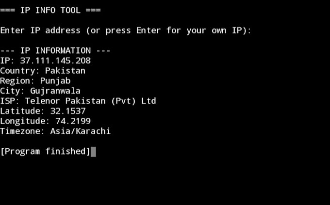 create python scripts, IP lookup tools and automation bots
