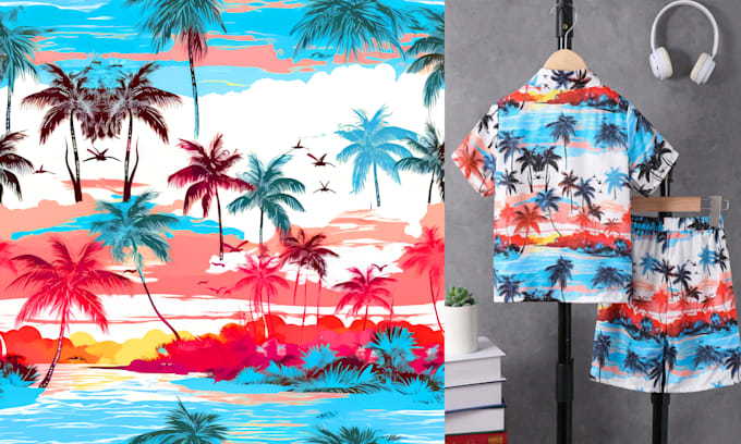 design tropical hawaiian seamless pattern for apparel print