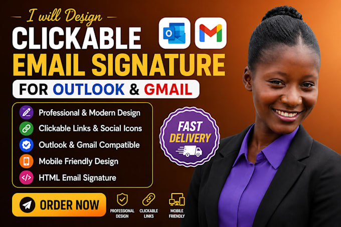 design clickable email signature for outlook and gmail