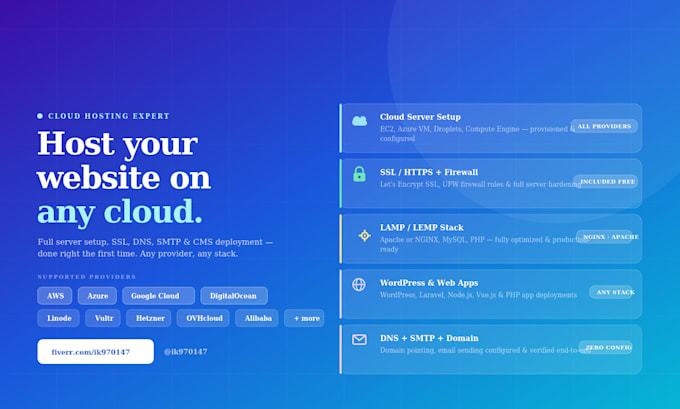 deploy your websites on digital ocean, AWS, google cloud, azure, and linode