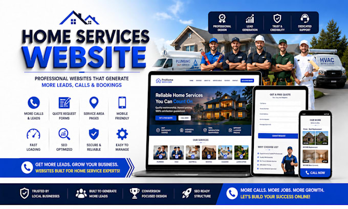 build plumbing, cleaning, roofing, hvac, home services website