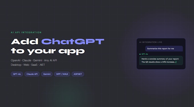 integrate chatgpt or any ai API into your existing app or website
