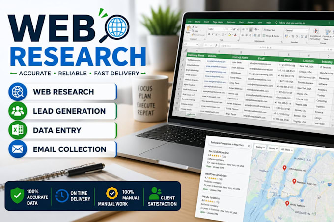 do web research, lead generation, data entry and email collection