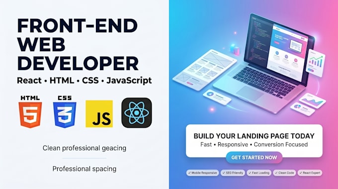 front end developer landing page design development react HTML CSS javascript