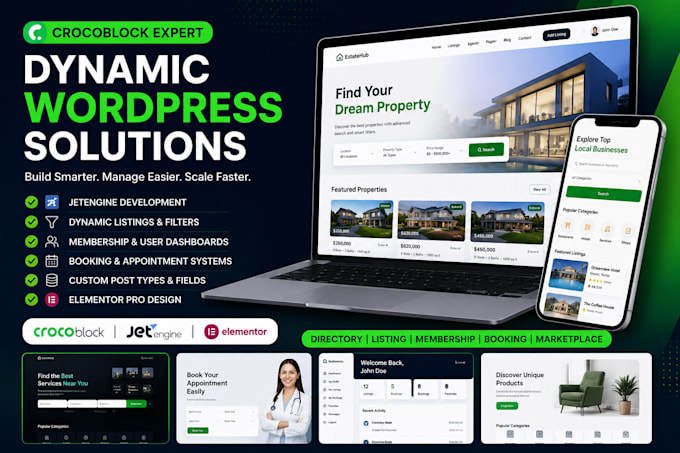 build a dynamic wordpress website with crocoblock jetengine and elementor pro