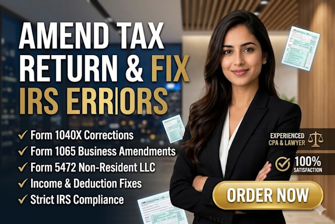 amend tax return, fix irs errors with form 1040x, 1065, or 5472