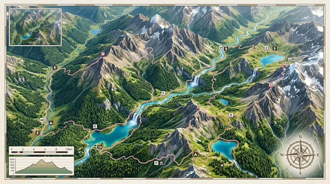 create custom trail maps, outdoor maps, and landsurvey illustrations