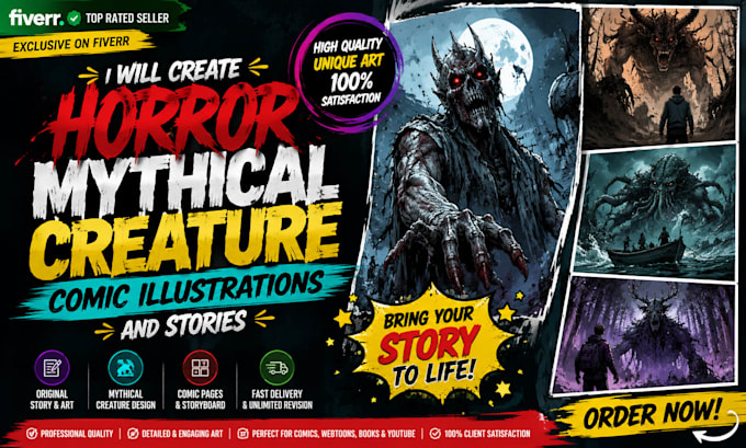 create mythical creatures comic art webtoon manga superhero artwork illustrator