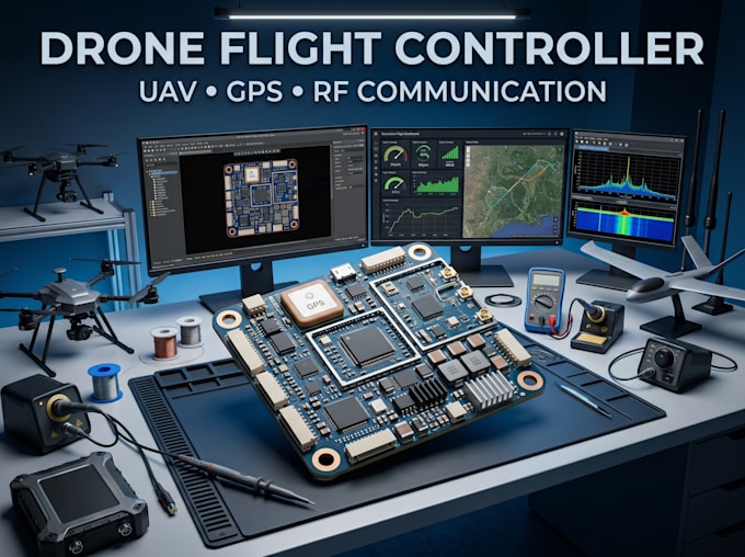 design drone flight controller, uav and rf communication hardware