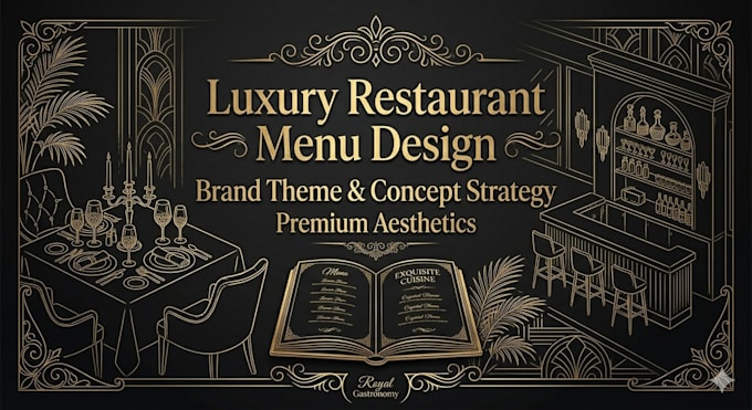design a luxury restaurant menu and brand theme strategy