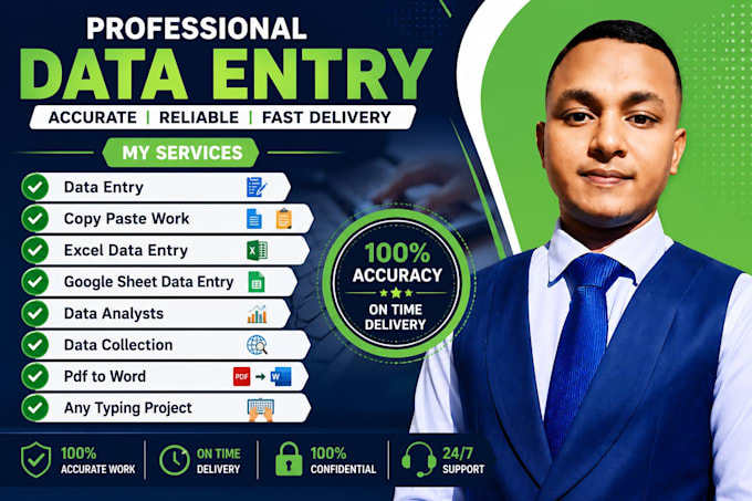 do data entry, excel data collection, typing and copy paste work professionally