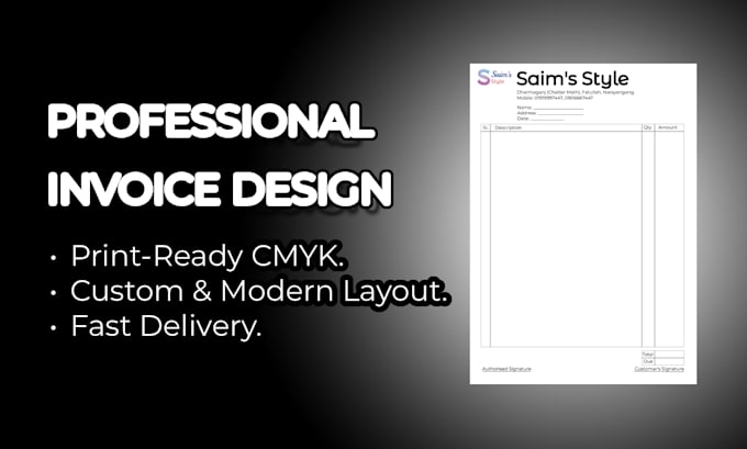 design professional invoice recelpt or cash memo