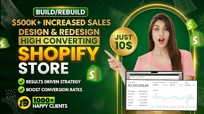 build shopify store design, redesign shopify website devlop shopify dropshipping