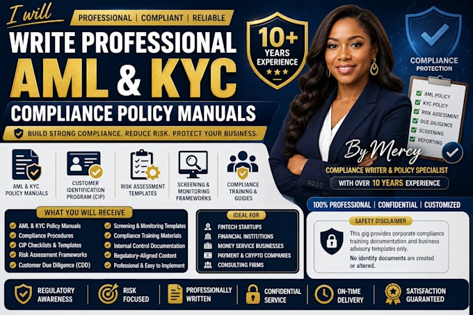 write professional aml and kyc compliance policy manuals