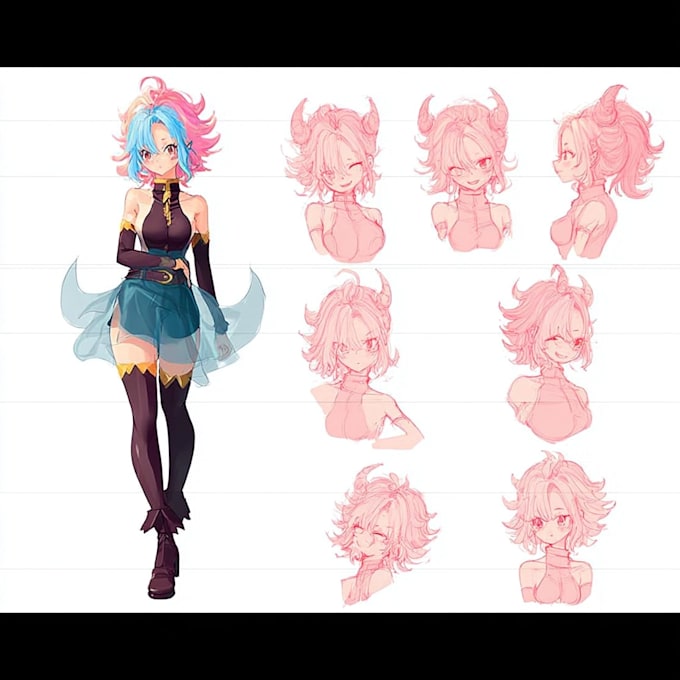 design custom anime character turnaround sheet