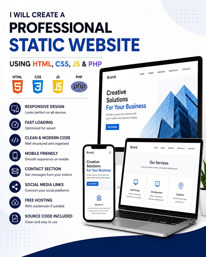 create a modern portfolio or business static website