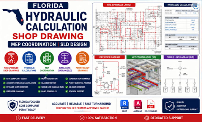 design florida hydraulic calculation shop drawing mep coordination sld
