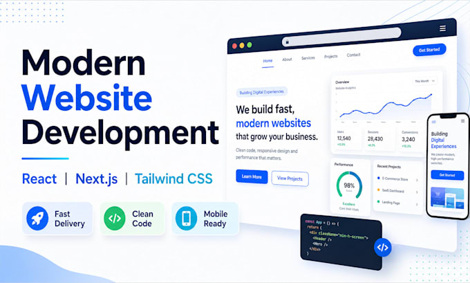 build a modern responsive website using react nextjs and tailwind CSS