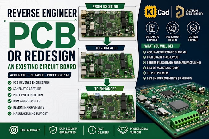 reverse engineer pcb or redesign an existing circuit board easyed kicad, altium