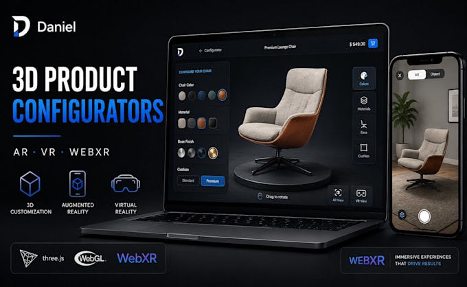 build a custom 3d product configurator website with ar vr using threejs webgl