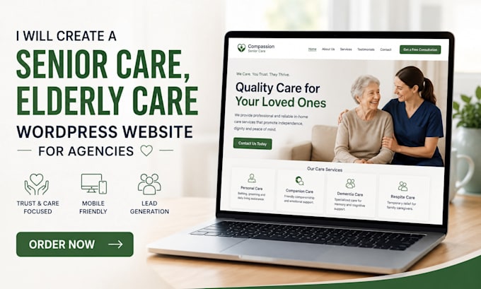 create a senior care, elderly care wordpress website for agencies